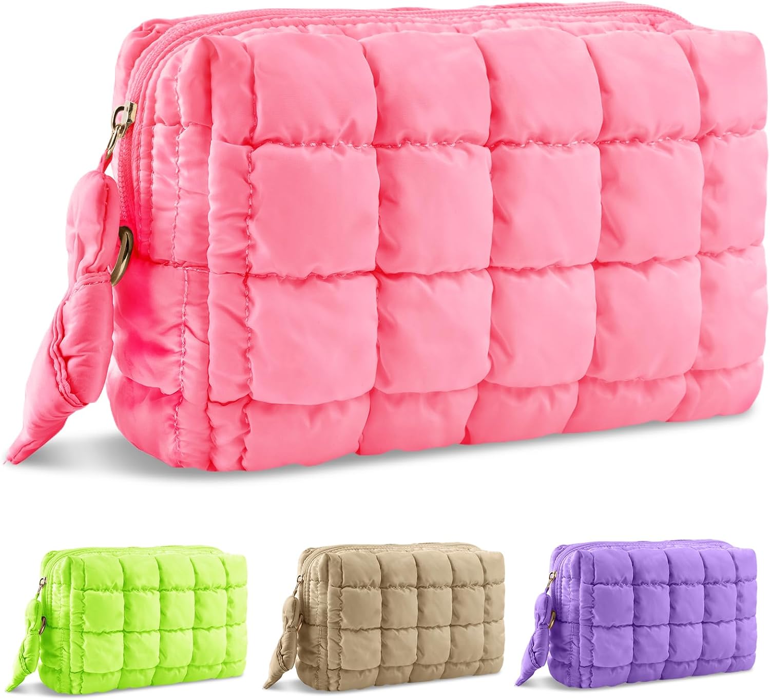 Puffer quilted მაკიაჟის ორგანიზატორი ჩანთა საჩუქრებისთვის ყოველდღიურად მუშაობს